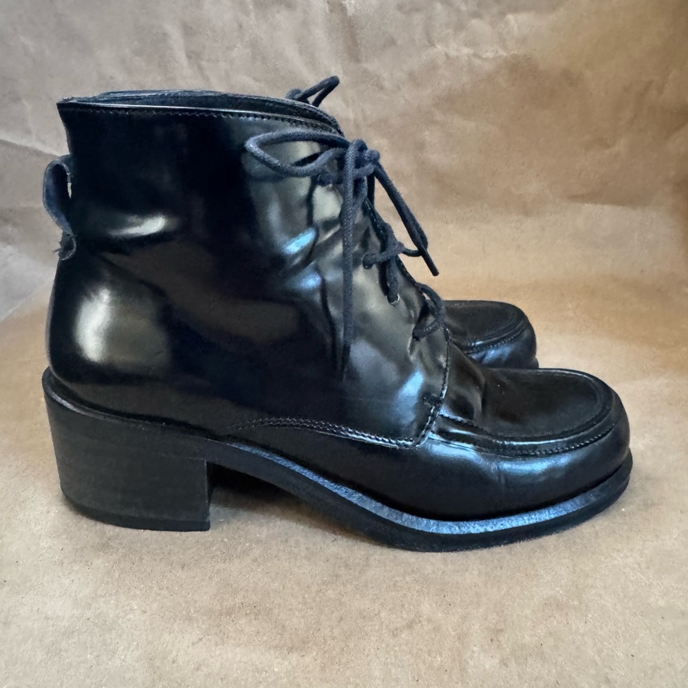 Lane Crawford Black All Leather Lace Up 2” Heeled Booties. Size EU 36 - Picture 2 of 7
